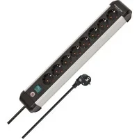 Abbildung von Brennenstuhl Premium Alu Line Steckdosenleiste 8 Fach/Steckerleiste aus hochwertigem Aluminium (Mehrfachsteckdose mit Schalter und 3m Kabel, Made in Germany)