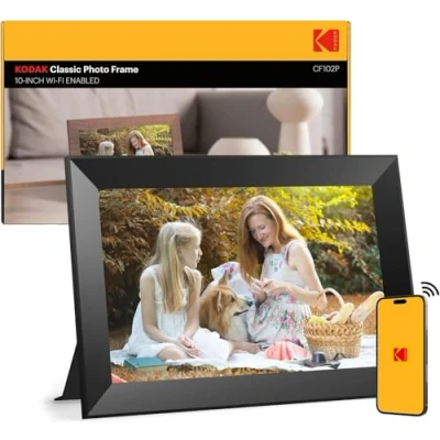 Abbildung von KODAK Digitaler Bilderrahmen WLAN 10.1 Zoll, HD IPS Touchscreen Elektronischer mit 32 GB Speicher, Automatische Bilderdrehung, Teilen von Fotos oder Videos überall über App, Schwarz