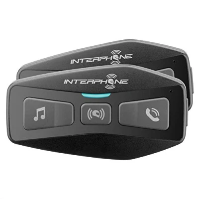 Abbildung von Interphone UCOM2 Doppelpack Intercom Bluetooth 5.0 Helm für Motorrad, Piloten, Entfernung 600 Mt, Autonomie bis zu 12 Stunden, MP3, GPS, IP67 wasserdicht, alle Helme