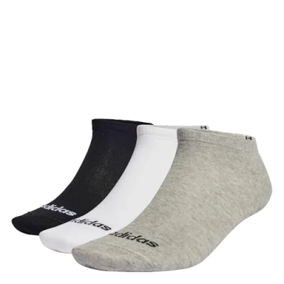 Abbildung von adidas Unisex Thin Linear Low Cut Socks 3 Pairs, Medium Grey Heather / White Black, 6.5 8