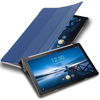 Abbildung von Cadorabo Hülle kompatibel mit Lenovo Tab P10 (10.1 Zoll) Tablethülle Auto Wake Up aus Kunst Leder Flip Klappbare Stoßfeste Magnetische Cover für Tasche in Blau