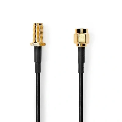 Abbildung von NEDIS Antennenkabel SMA Stecker Buchse Vergoldet 50 Ohm Einzeln geschirmt 5.00 m rund PVC Schwarz Plastikbeutel