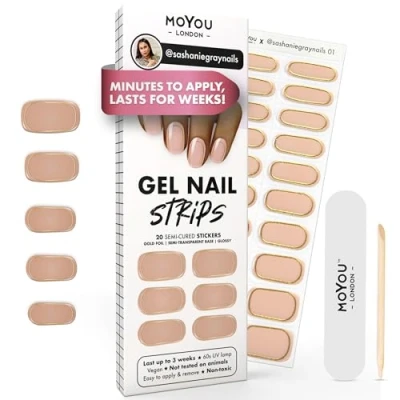Abbildung von MOYOU LONDON Halbgehärtete UV Gel Strips 20 Stück Nagelfolien Härtend für Maniküre in Salonqualität sashaniegraynails 01