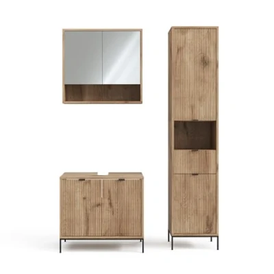 Abbildung von Vicco Badmöbel Set Eliza, Viking Oak, 3 Teile, mit Hochschrank
