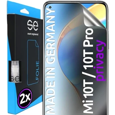 Abbildung von 2x se® 3D SCHUTZFOLIE Privacy für Xiaomi Mi 10T/10T Pro, Anti Spy Sichtschutz, 100% Fingerabdruck &amp; FaceID kompatibel, einfache blasenfreie Installation, Blickschutz, Stoß Kratzfest, aus Deutschland