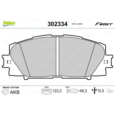 Abbildung von VALEO 302334 Bremsbelagsatz Vorderachse exkl. Verschleißwarnkontakt ohne Anti Quietsch Blech TOYOTA: Prius III Schrägheck, PHV Schrägheck