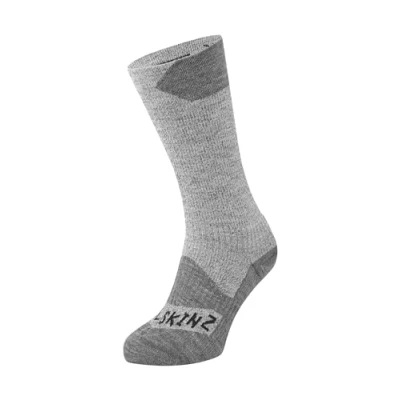 Abbildung von Sealskinz Unisex Allwetter Wasserdichte Socken Mittellang, Grau, L