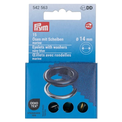 Abbildung von Prym 542563 542542 Ösen mit Scheiben, 11 mm, rot/silberfarbig, vearbeitbar dem Vario Creative Tool, marine, Ø 14 15