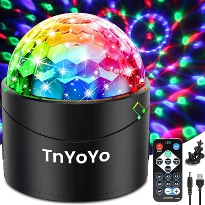 Abbildung von Discokugel, TnYoYo Discokugel Kinder LED Party Lichter Musikgesteuert Disco Lichteffekte 360 Rotierende Lampe mit Fernbedienung für Kinder, Geburtstag, Weihnachten