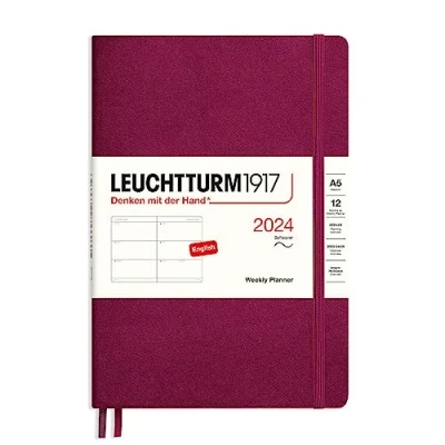 Abbildung von LEUCHTTURM1917 367658 Wochenkalender, Softcover, Medium (A5) 2024, 12 Monate, Port Red, Englisch