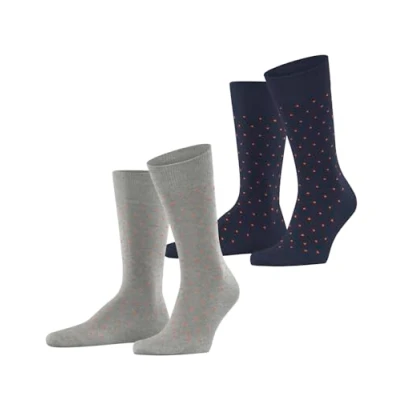Abbildung von ESPRIT Herren Fine Dot 2 Pack M SO Baumwolle Gemustert Paar Socken, Mehrfarbig (Blau Grau 0120), 43 46 (2er Pack)