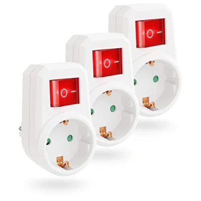 Abbildung von greate. 3x 1fach Steckdosenadapter mit Schalter Zwischenschalter ohne Kabel Mehrfachsteckdose