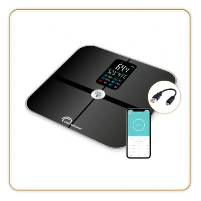 Abbildung von LITTLE BALANCE 8415 Cardio Connect 4 USB Impedanzmesser angeschlossen, Hartglas, Schwarz