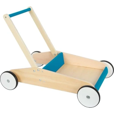 Abbildung von small foot Lauflernwagen Petrolblau, robuster Schiebewagen aus Holz, mit großer Ladefläche, ab 12 Monaten, 12611
