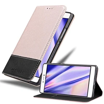 Abbildung von Cadorabo Hülle kompatibel mit Huawei P8 aus Premium Kunst Leder Flip Klappbare Stoßfeste Magnetische [Standfunktion] [Kartenfächern] Cover für Tasche in Rosa