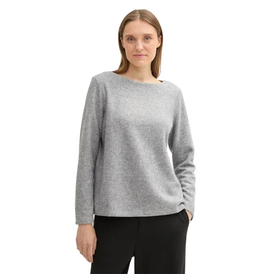 Abbildung von TOM Tailor MIT Stehkragen Sweatshirt, Damen, Größe: Large, Medium silver grey melange