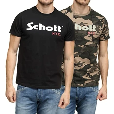 Abbildung von Schott 2 PACK Tshirt print, Herren, Größe: Large, Camo/black