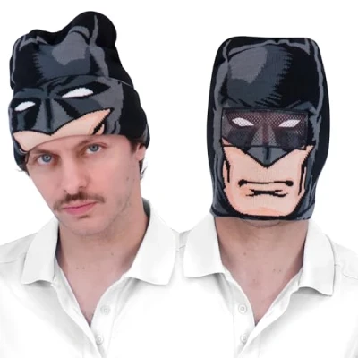 Abbildung von Concept One Unisex Erwachsene Dc Comics Batman Roll Down Cuff Beanie Mütze, Schwarz, Einheitsgröße