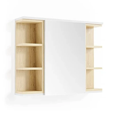 Abbildung von Vicco Badezimmerspiegelschrank Aquis, Weiß/Sonoma, 79 x 64 cm