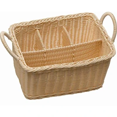 Abbildung von APS Besteckkorb ECONOMIC mit 4 Fächern, bruchsicherer Besteckbehälter, Besteckkasten, Besteckbehältnis, Hellbeige, 18 x 26 cm, Höhe 15 cm