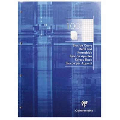 Abbildung von Clairefontaine 5816C Kursusblock (mit 100 Blatt, kariert, DIN A4, 21 x 29,7 cm, ideal für die Schule) 1 Stück weiß