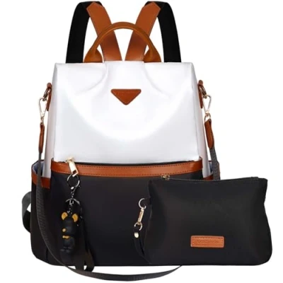 Abbildung von Leathario Rucksakck Damen klein,Diebstahlsicher Cityrucksack Set,PX4 Wasserdichtere Rucksackhandtasche,Eleganter Tagesrucksack für Büro,Pendeln,Arbeit,Backpack Women Reisen,Einkaufen,Schwarz