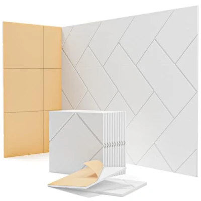 Abbildung von Akustikplatten Selbstklebend, 12 Stück, Kuchoow Acoustic Panel für Echoabsorption &amp; Geräuschreduzierung Wanddekoration, 30x30x0,9cm, Schallabsorber, Akustikpaneele