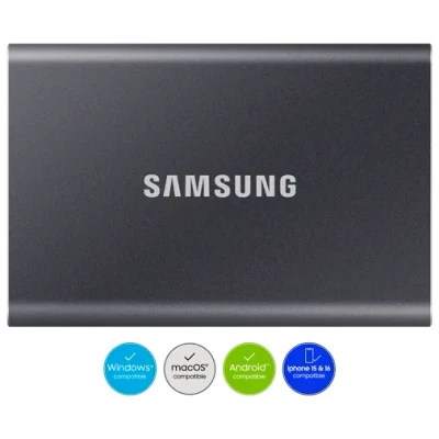 Abbildung von Samsung T7 Portable SSD, 1 TB, Grau