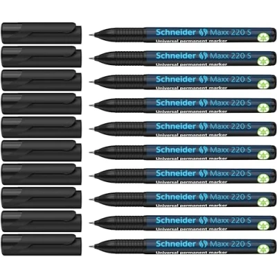 Abbildung von Schneider Maxx 220 S Universal Marker (permanent, Cap Off Ink, 0,4 mm) 10er Packung schwarz