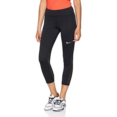 Abbildung von Nike Damen Fly Victory Crop 3/4 Trainings Tights, Black/White, L