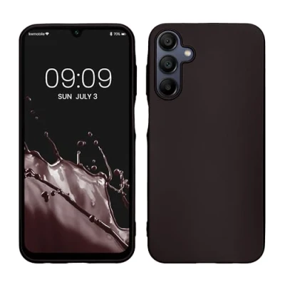 Abbildung von kwmobile Case kompatibel mit Samsung Galaxy A15 5G Hülle Schutzhülle aus Silikon metallisch schimmernd Handyhülle Metallic Brombeere
