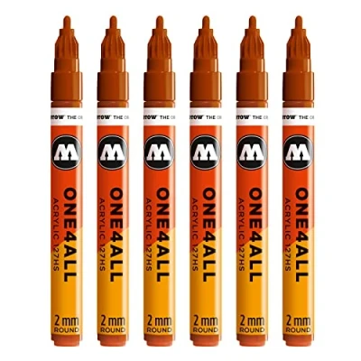Abbildung von Molotow One4All 127HS Acryl Marker (2,0 mm Strichstärke, hochdeckend und permanent, UV beständig, für fast alle Untergründe) 6 Stück Farbe 010 hummer