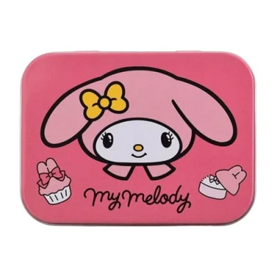 Abbildung von Hello Kitty My Melody Kinderpflaster Lizensiertes Produkt Metall Box 24 Pflaster Schönes Design Aufbewahrungsbox für Kinder Geeignet Rucksack Handtasche