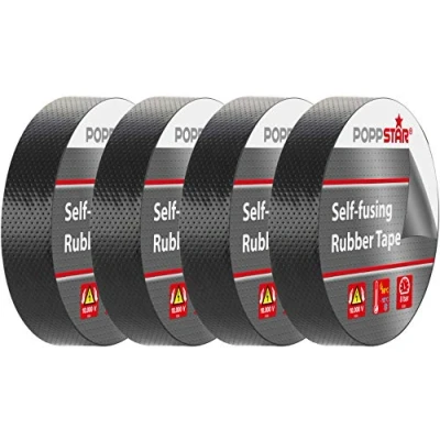 Abbildung von POPPSTAR 4x selbstverschweißendes Universal Isolierband und Dichtungsband, LxBxH 5m x 19mm 0,76mm, schwarz