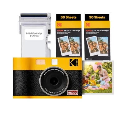Abbildung von KODAK Mini Shot 2 ERA 4PASS in 1 Sofortbildkamera und Fotodrucker (5,3x8,6cm) + 8 Blatt im Lieferumfang enthalten 60 Patrone, Gelb