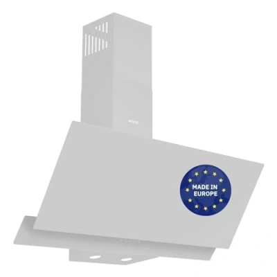 Abbildung von Wiggo A942G Dunstabzugshaube 90cm kopffrei I Abluft Umluft Dunstabzug 626m3/h Touch Display 4 Stufen Energieeffizienzklasse A Schräghaube inkl. 2x Kohlefilter Abzugshaube Glasfront weiß