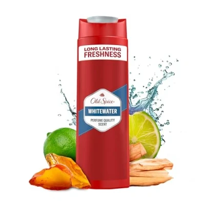 Abbildung von Old Spice Whitewater 3 in 1 Duschgel &amp; Shampoo für Männer (250 ml), Körper Haar Gesichtsreinigung Männer, lang anhaltend Frisch, Zitrone, Sandelholz und Amber