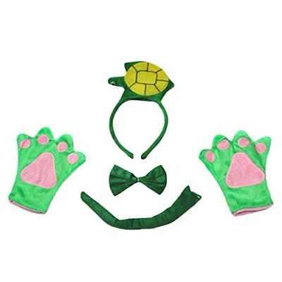 Abbildung von Petitebelle 3d Stirnband Bowtie Schwanz Handschuhe Unisex Adult 4pc Kostüm Einheitsgröße Gruen Turtle