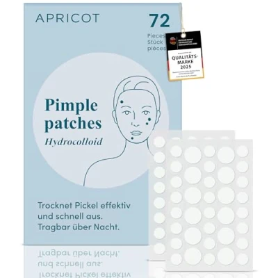 Abbildung von APRICOT Anti Pickel Patches I 72 Pimple aus medizinischem Silikon Hydrokolloid Pflaster, trocknet &amp; beruhigt Schnell entfernen mit antibakteriellen Acne in 2 Größen