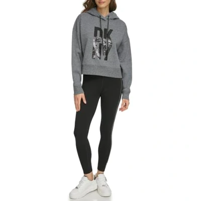 Abbildung von DKNY Women&#039;s Stacked Sequin Logo Hooded Sweatshirt, Black, 32