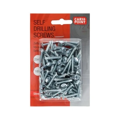 Abbildung von Carpoint 0810009 Selbst schneidende Schrauben 100St Silber ø4mm 25mm, Set of 100