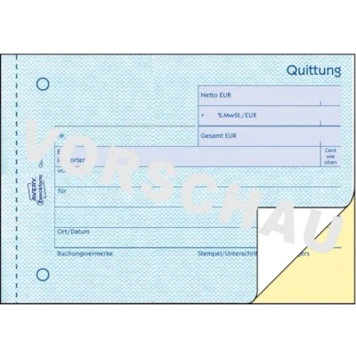 Abbildung von AVERY Zweckform 20 x Formularbuch Quittung A6 quer selbstdurchschreibend VE=2x40 Blatt
