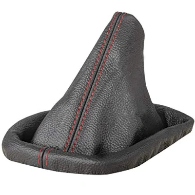 Abbildung von L &amp; P Car Design Schaltsack Schaltmanschette kompatibel mit BMW 3er e30 e36 5er e34 100% Echtleder Leder (Naht rot)
