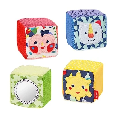 Abbildung von Fehn Würfel Set COLOR Friends Baby Spielzeug für die Motorik Spielwürfel Activity Babyspielzeug Stoffwürfel Spielespaß Motorikspielzeug Babys und Kleinkinder ab 0+ Monaten