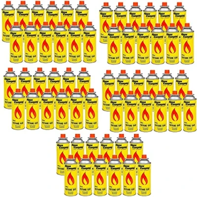 Abbildung von Alpen Camping Butan 60x400ml Gaskartuschen Gasflasche für Gaskocher Campingkocher Bunsenbrenner Lötbrenner 400ml EN417 (60 Stück)