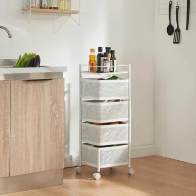 Abbildung von en.casa Rollwagen, »Sunndal« Servierwagen mit 4 Ablagekörben 79,5x27x27cm Weiß
