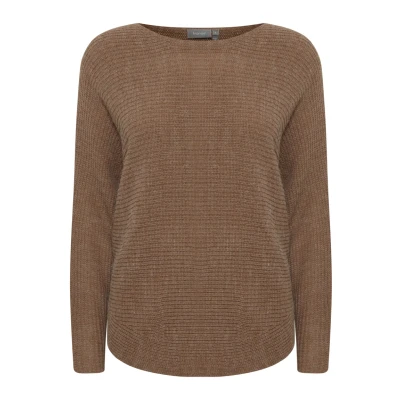 Abbildung von Fransa Eretta Strickpullover, Damen, Größe: Large, Coca mocha melange