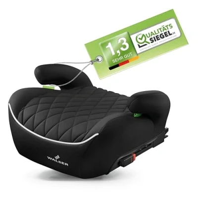 Abbildung von WALSER Premium Kinder Sitzerhöhung Auto ISOFIX, Qualitätssieger Sehr Gut* Kindersitz 125 150 cm, Kindersitzerhöhung Andy neueste Norm 2024 ECE R 129, schwarz