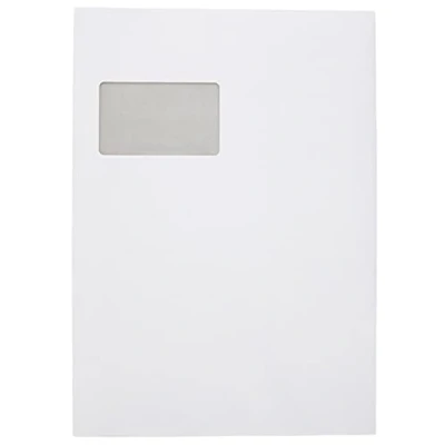 Abbildung von Idena 10251 Versandtaschen DIN C4, 100 Stück haftklebend, Faltentaschen mit 2 cm Bodenfalte, Umschläge Fenster, aus 120 g/m² FSC Mix Papier in Weiß
