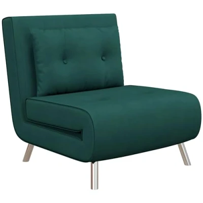Abbildung von HOMCOM Sessel Schlafsessel, Klappsessel mit Bettfunktion, Einzelsofa Kissen (Gästebett, 1 St., Polstersofa), für Wohnzimmer, Schlafzimmer, Dunkelgrün, 77 x 88 83 cm